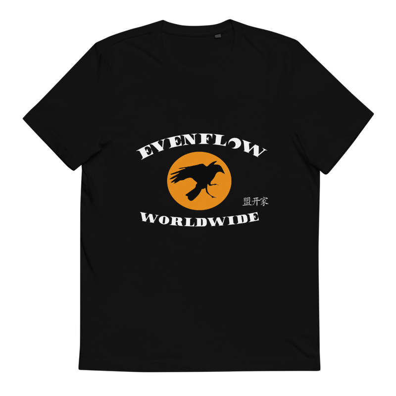 Evenflow Full Moon Unisex Organic Cotton T-Shirt Black/Orange