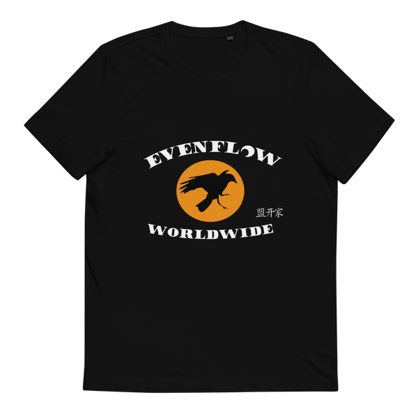 Evenflow Full Moon Unisex Organic Cotton T-Shirt Black/Orange